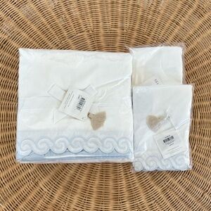 NEW Serena & Lily Cape May Duvet Cover (F/Q) & 2 Standard Shams-Sky Blue